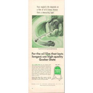 1954 Quaker State Motor Oil Vintage Print Ad (L6)